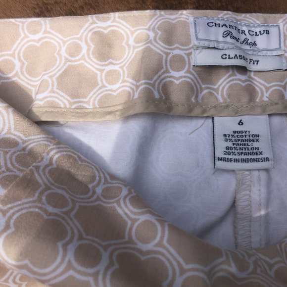 ✅Charter Club Classic Beige & White print Pants 6 - Picture 5 of 6